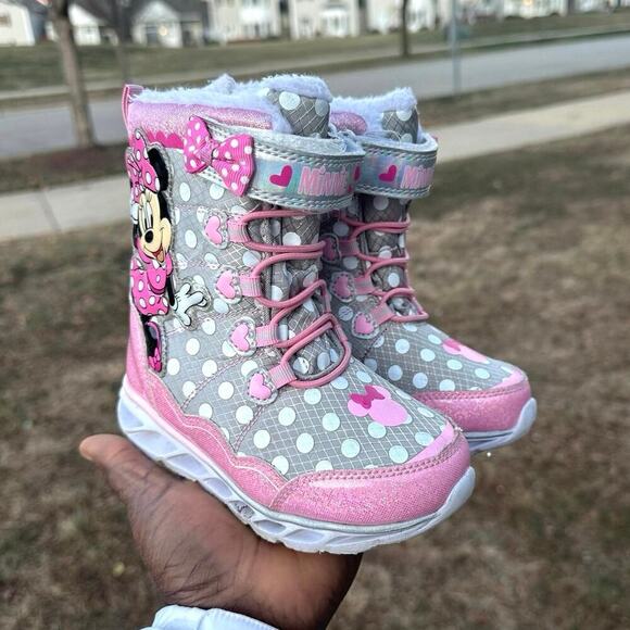 Disney Minnie Mouse Waterproof Girls Snow Boots Size 10 - Picture 10 of 12